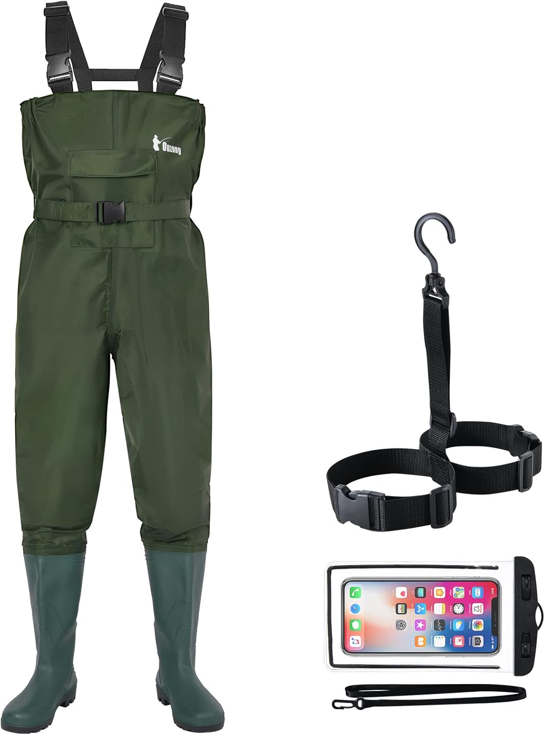 Skiennix Bootfoot Fishing Chest Waders - Waterproof 2-Ply Nylon/PVC for Men & Women | Includes Boots Hanger