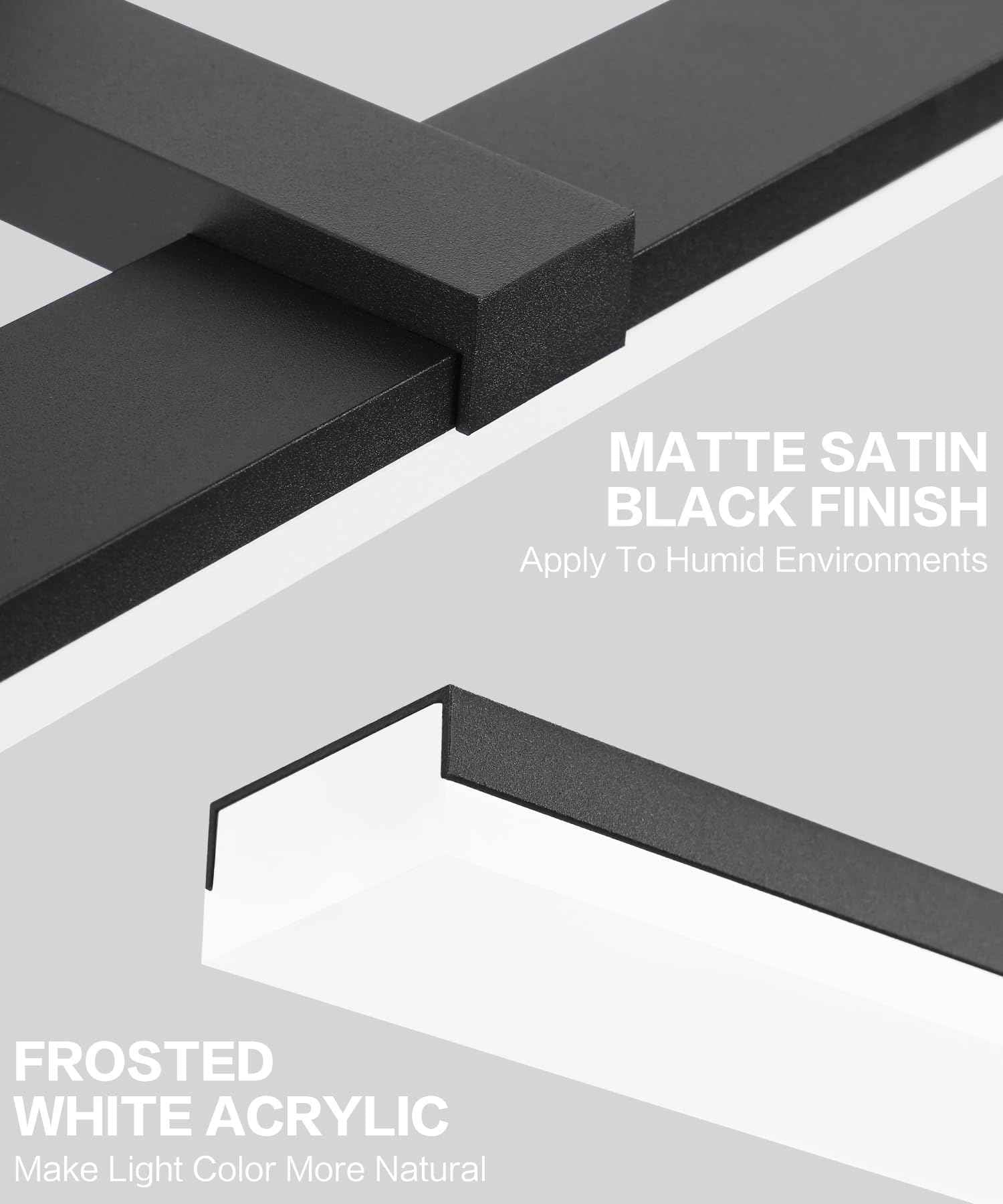 ZUZITO Modern LED Dimmable Vanity Light 40 inch Matte Black Bathroom Wall Lighting Fixtures