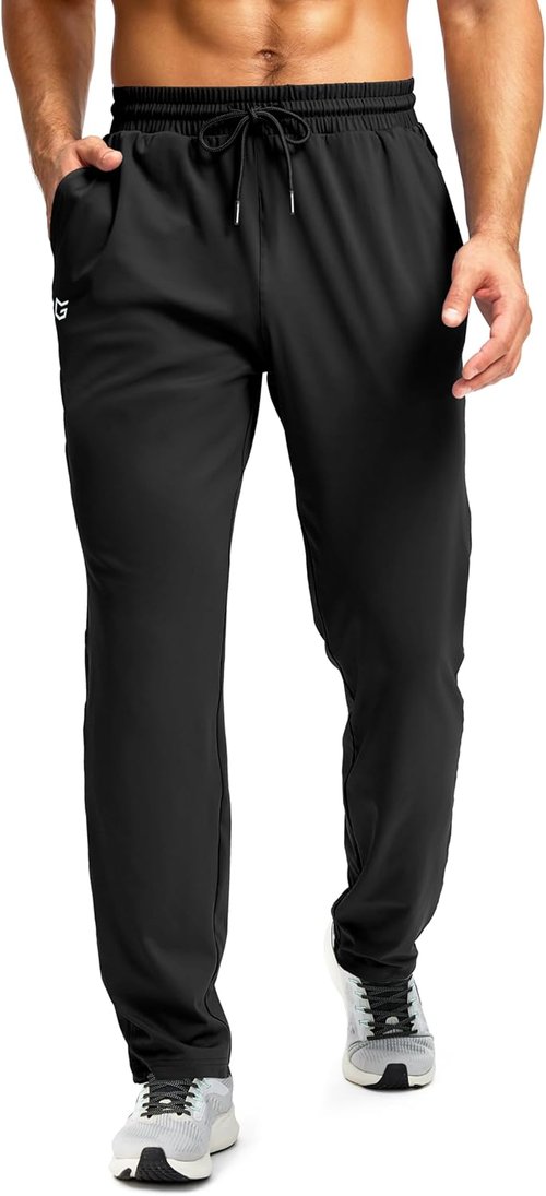 G Gradual Men's Athletic Sweatpants - Stretch Tapered Joggers with Zipper Pocket for Gym & Running
