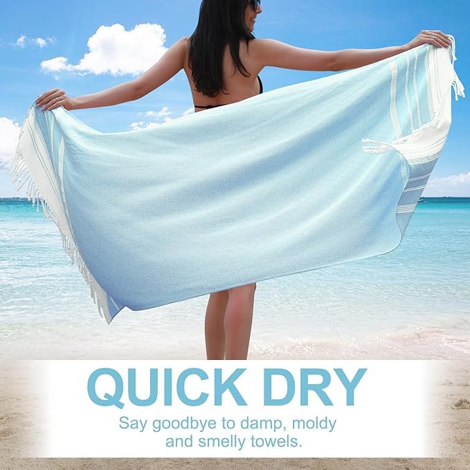 Genovega Oversized Turkish Beach Towels 74"x38" Thin Quick Dry Sand