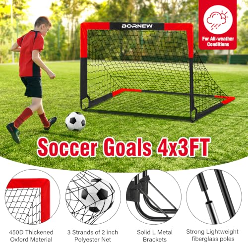 2 Pack Portable Soccer Goals for Kids - Indoor & Outdoor Use, 4' x 3'