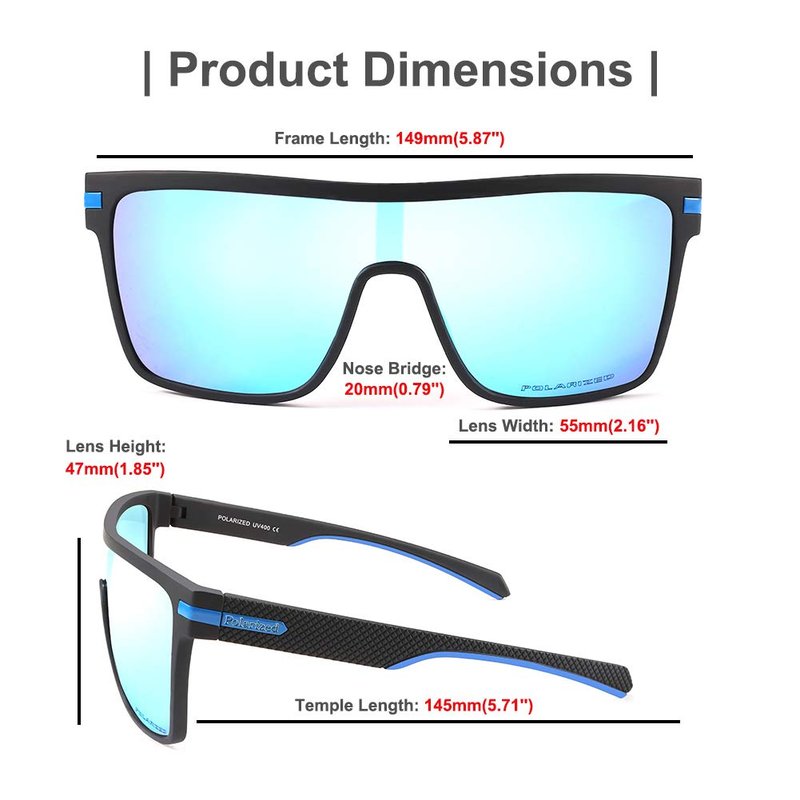 Karsaer 3 Pcs Flat Top TR90 Polarized Sports Mens Sunglasses Vintage Square Cycling Running Fishing Golf Hiking Sports Glasses