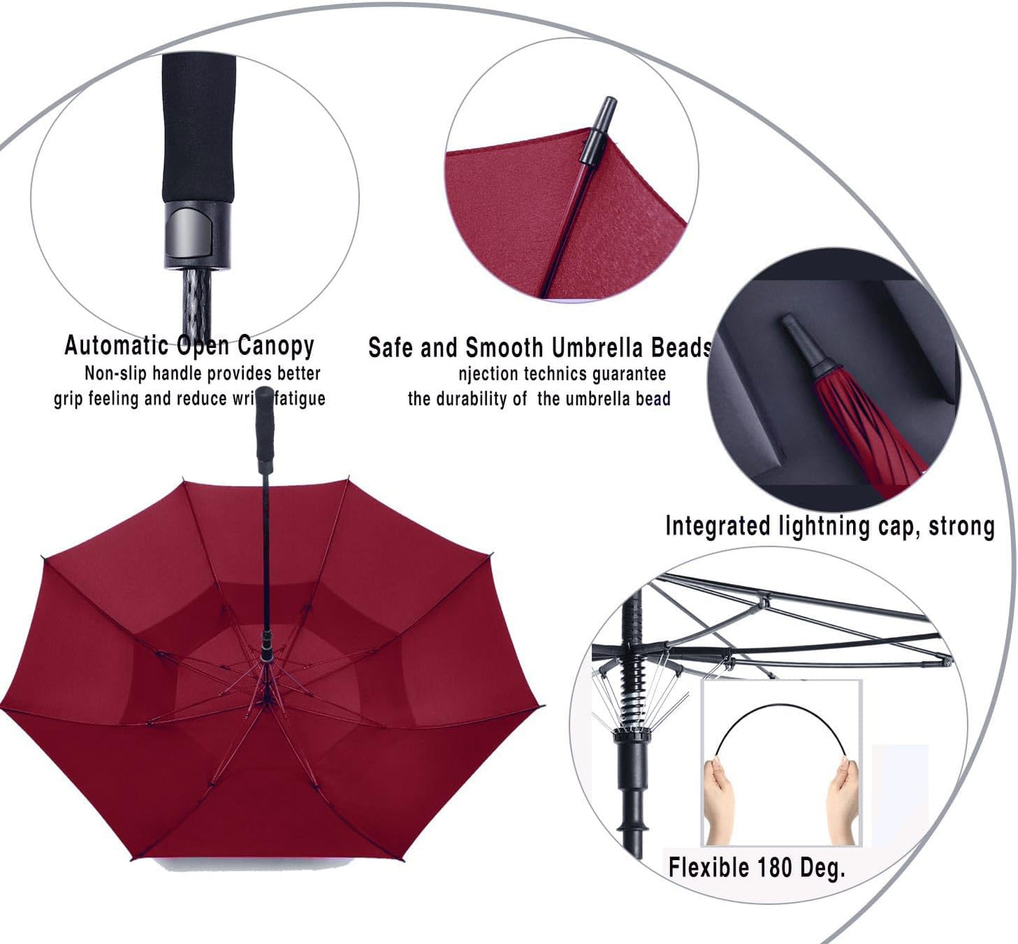 Skiennix Golf Umbrella - Extra Large 72-Inch Double Canopy, Windproof & Waterproof, Automatic Open