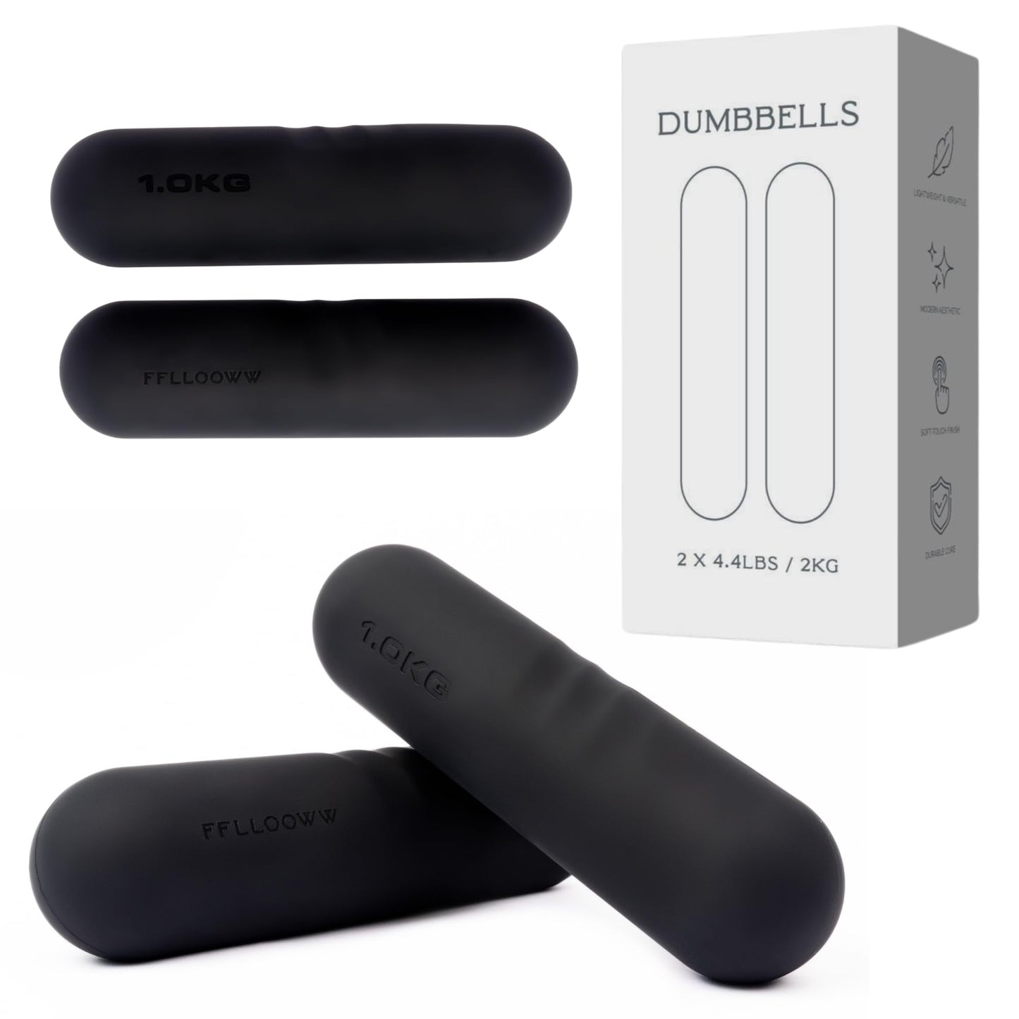 FFLLOOWW 2.2 lb Dumbbells for Training, Exercise & Home Workouts – Yoga, Pilates, Sculpting, Toning & Strength (Set of 2)