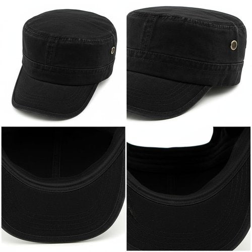 PTDTSHOU Army Cadet Cap for Men Women Military Flat Top Cap Adjustable Cotton Basic Baseball Cap