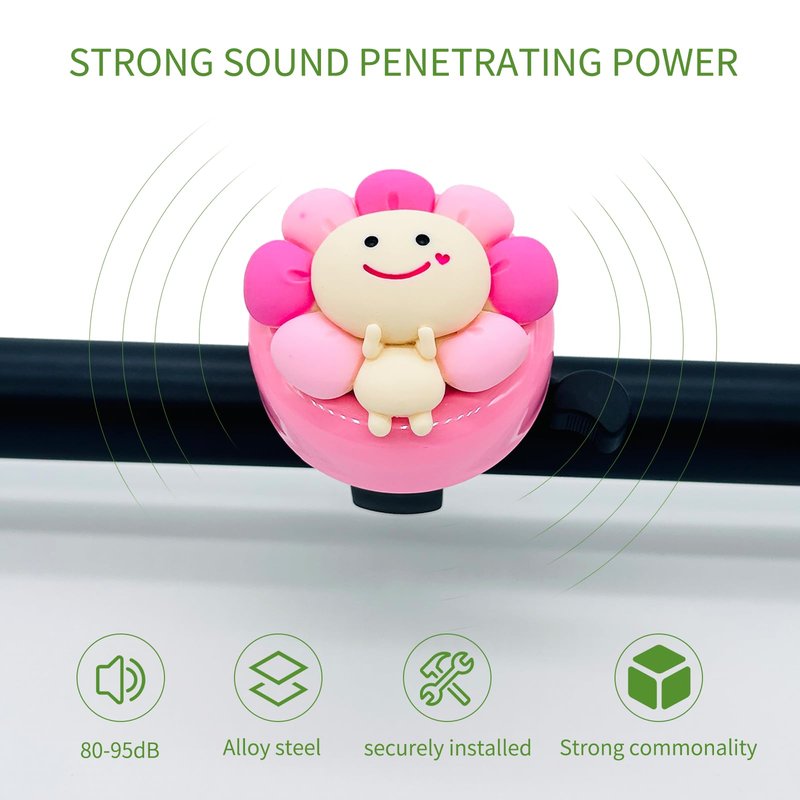 Collyon Bicycle Bell for Girls,Bike Accessory,Pink Flower Fairy Sprite Aluminum Bicycle Bell Children's