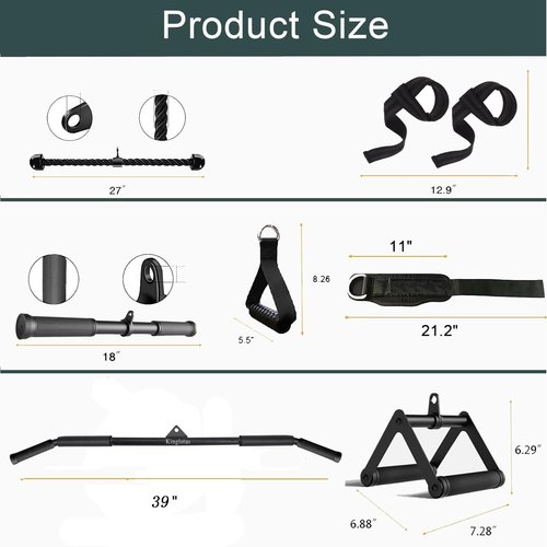 Cable Machine Attachments for Home Gym, Weight Fitness Accessories, Triceps Pull Down LAT Pull Down Attachment Set