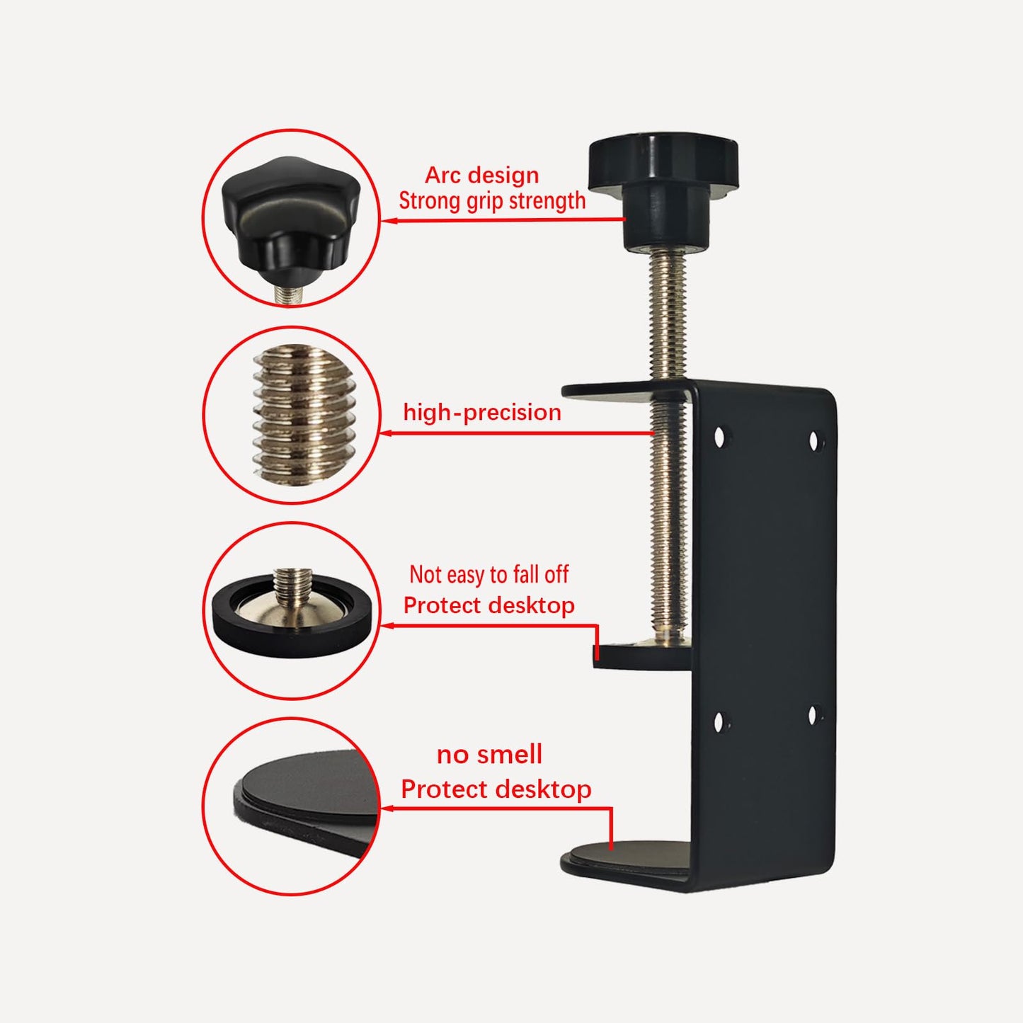 Jhanw 3 inch C-Clamp with Four Small Holes in the back, 1-Pack Adjustable Desk C Clamps for Range 0.35"~3.37", Versatile Clamp for Brake, Parts Assembly, Fastening, Welding, Woodwork, Metal Work