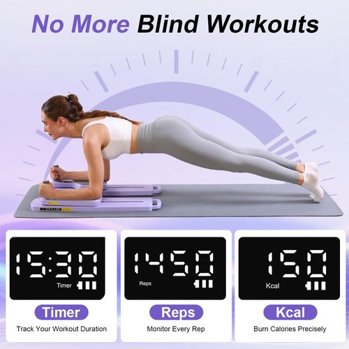 Pilates Board, Pilates Reformer Multifunctional Home Workout Equipment with Resistance Bands & LED Timer, Anti-Slip Design Machine, Core & Full Body Training Pilates Kit for Women and Beginners