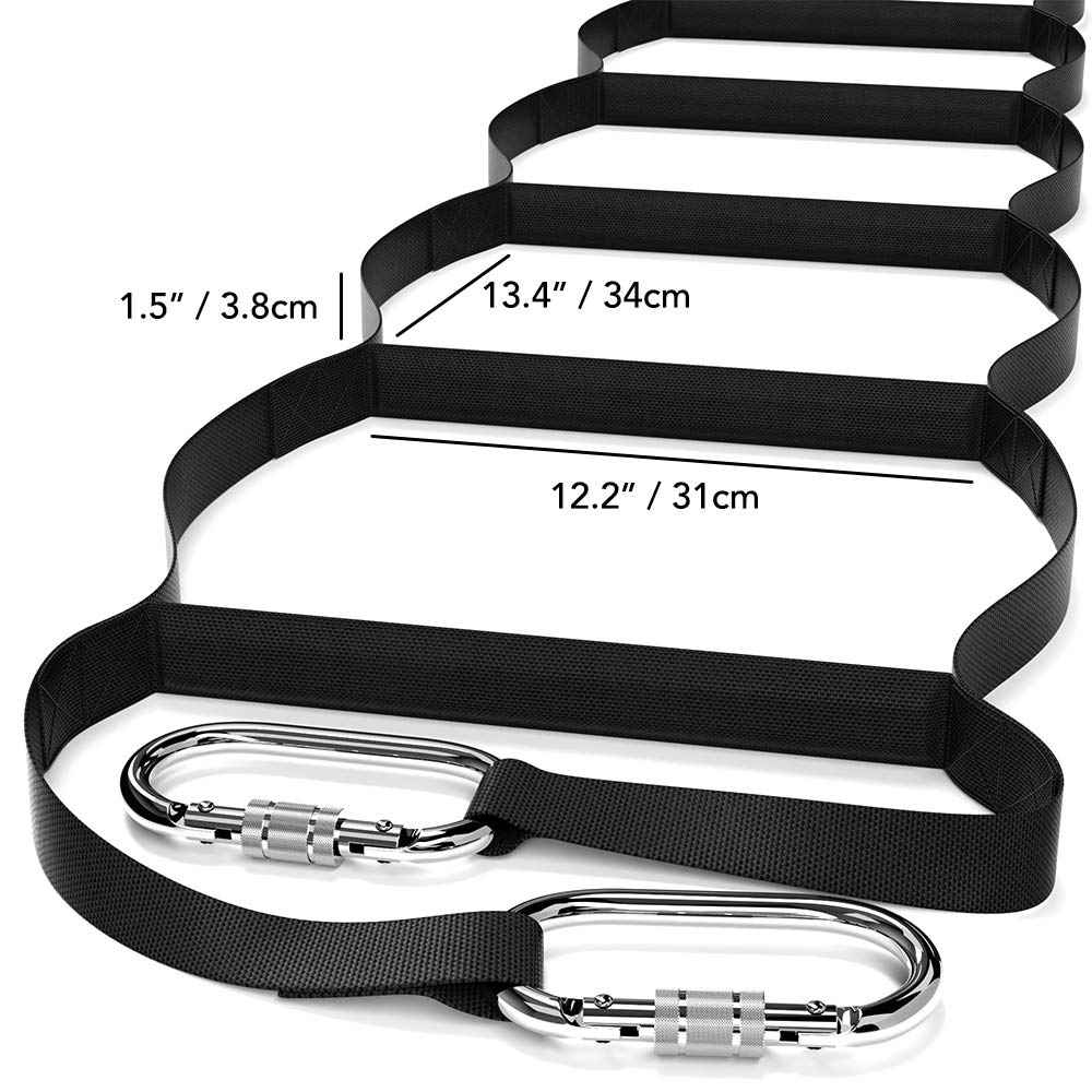 Rope Ladder 2-Story 13 ft | Rope Escape Ladder for Kids or Adults | Fire Escape Ladder for 2 Story Homes | Spring Hooks Incl. | Ultra Lightweight Compacr & Durable