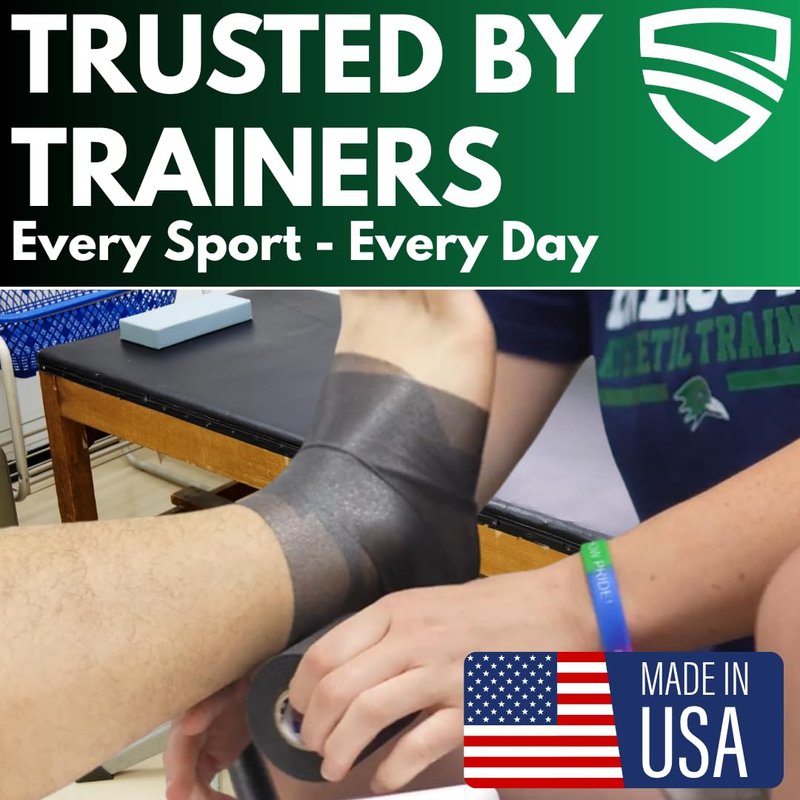 Shield Athletic Underwrap | Bulk Case of 48 Rolls of PreWrap, Hair Tie, Headband, USA Made, Pre-Wrap Athletic Tape, 2.75" X 30 SYards, Foam Barrier, Flexible, Breathable (Black)