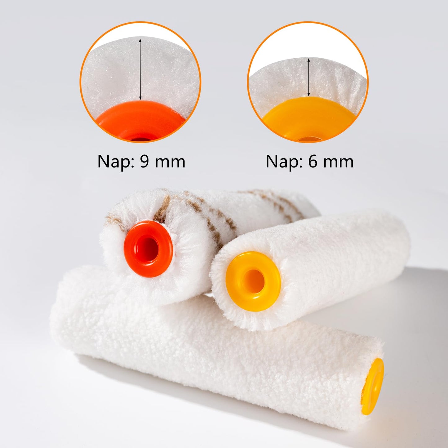 Mister Rui 4 Inch Paint Roller Kit, 12-Piece Professional Tray Set with 6 Microfiber Sleeves, Liner & Cover, Handle, 1.5" Angled Brush - for Walls, Ceilings, Cabinets, DIY & Pro Painting