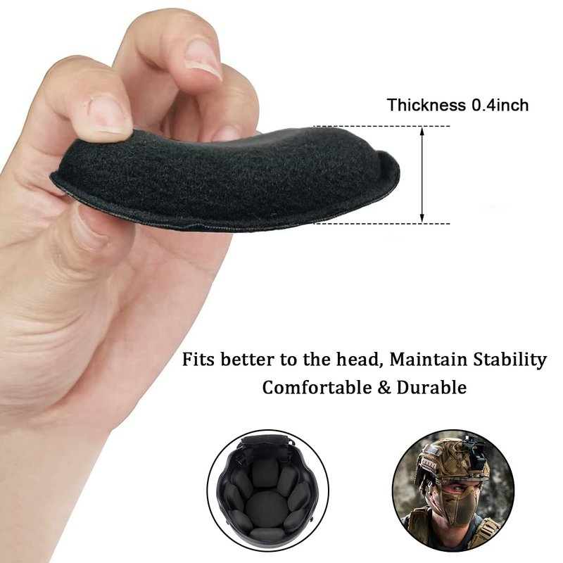 Aoutacc Universal Airsoft Helmet Pads, Helmet Replacement Foam Padding Kits Set Accessories Mats for Fast-Style/Mich/ACH/PASGT Helmet (Black-2 Sets)