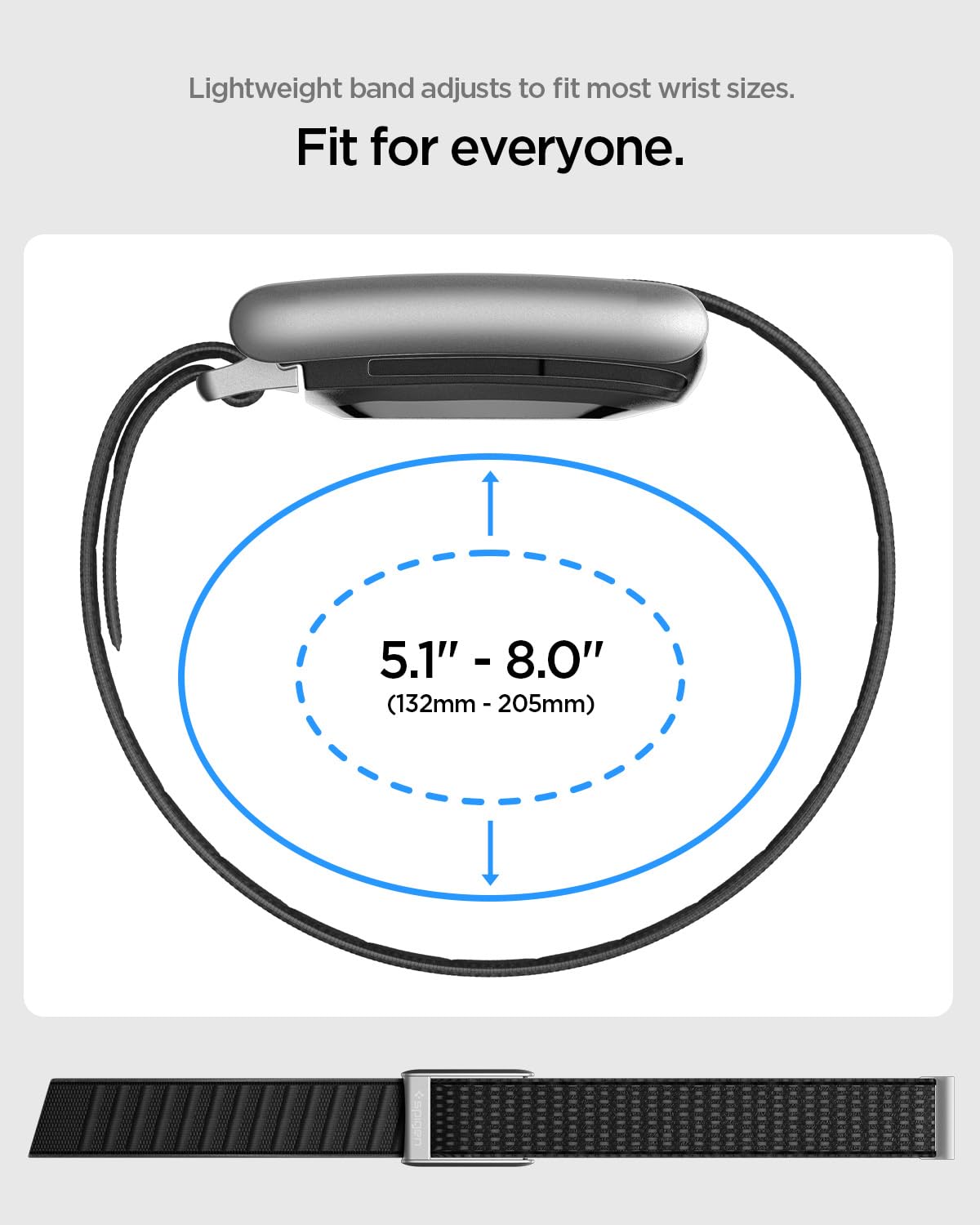 Spigen for WHOOP Band, WBF3 Compatible with WHOOP 5.0 Strap Breathable Nylon Replacement Wristband with Secure Fit for Fitness & Training - Black