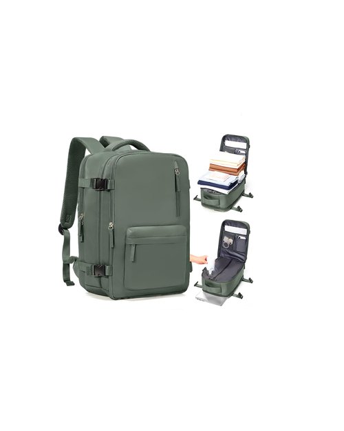 Vacuum Backpack Travel with Pump Vacpack for Women Men Compression Backpack Airplane Approved Personal ltem Bag with Vacuum System Mochila de vacío Cabin Bag Carry On with Airbag,Army Green