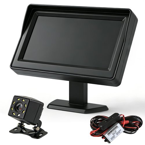 Golf Cart Reverse Camera, Waterproof Golf Cart Backup Rear View Camera with 4.3" 16:9 Monitor for Club Car EZGO Yamaha UTV, Direct 17-60V Battery Hookup, No-Drill Installation Golf Cart Accessories
