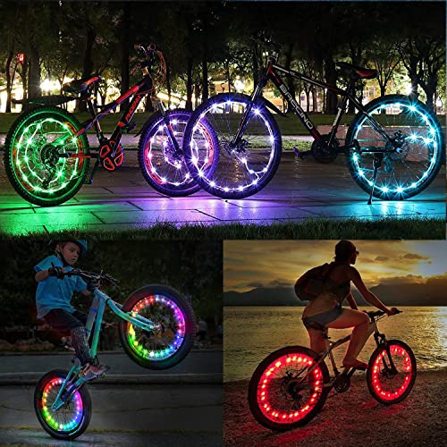 LED Bike Wheel Light - Night Cycling Light with 3 Modes - Blue, 2 Pack