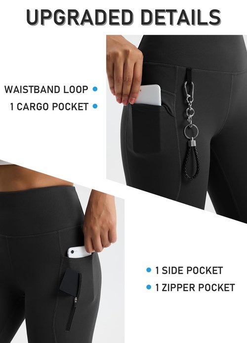 Emlovm Snow Pants Womens Waterproof Fleece Lined Leggings 27 Inch Hiking Pant Warm Winter Tights Zipper Pockets Thermal High Waisted Thick Travel Gear Running Black M