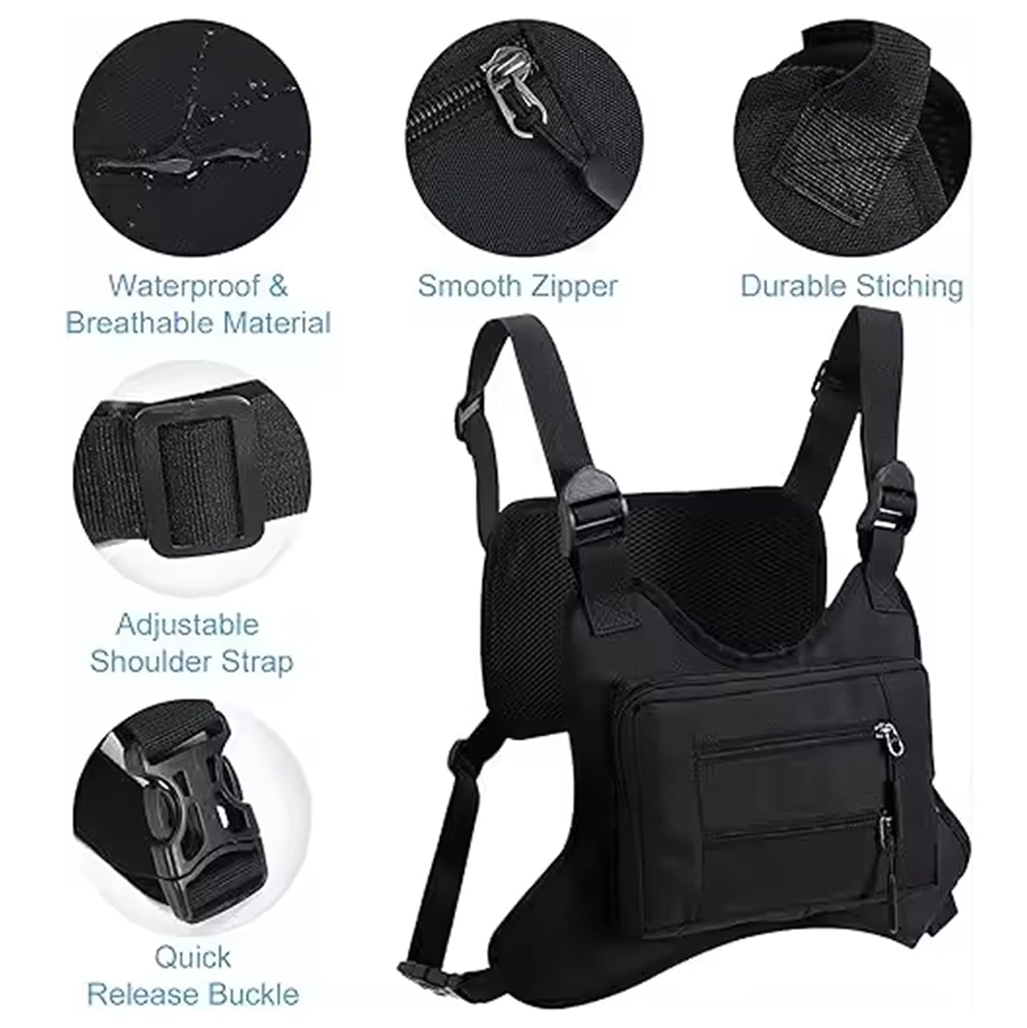 Nhsuzart Sports Chest Bag for Men & Women, Lightweight Front Chest Pack, Outdoor Chest Bag for Men and Women With Pocket & Extra Storage, for Workouts Cycling and Hiking