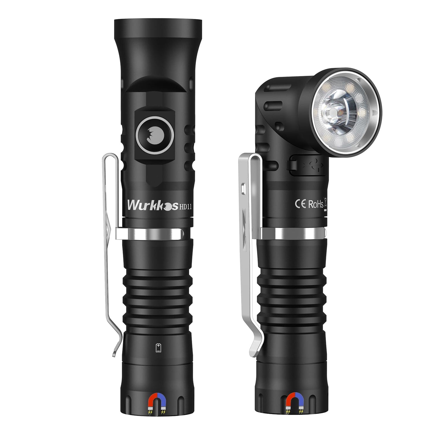 Wurkkos HD11 Right Angle Flashlight with Red Light, 1800 Lumens 90 Degree Spotlight & Floodlight EDC Flashlight, IP68 Waterproof for Working Outdoors