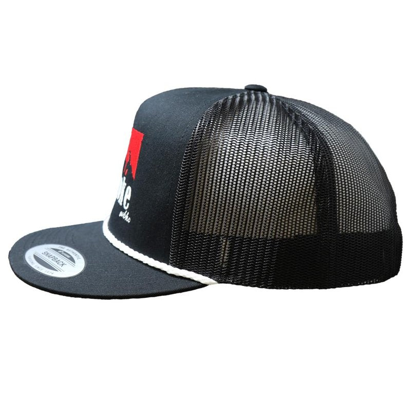 WHISKEY BENT HAT CO. Authentic 5-Panel Snapback Trucker Hat - Cowboy Killer 2.0 Cowpoke Embroidered Logo (US, Alpha, One Size, Black - Multi)