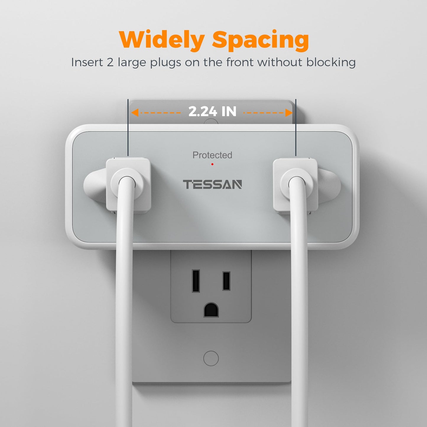 Surge Protector Outlet Extender, TESSAN 2100J Multi Plug Splitter with 4 Electrical Outlets, 3 Side Multiple Wall Plug Expander for Home Office Kitchen Dorm Room Essentials