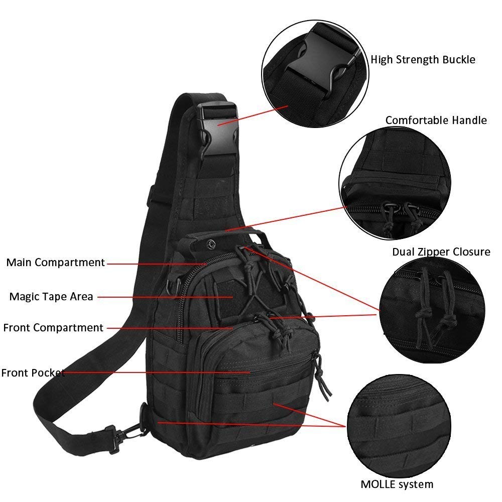 BOMTURN Tactical Bag Military Sling Backpack : Tactical Sling Bag Shoulder Bags for Men Women CCW EDC Bags Fishing Backpacks Outdoor