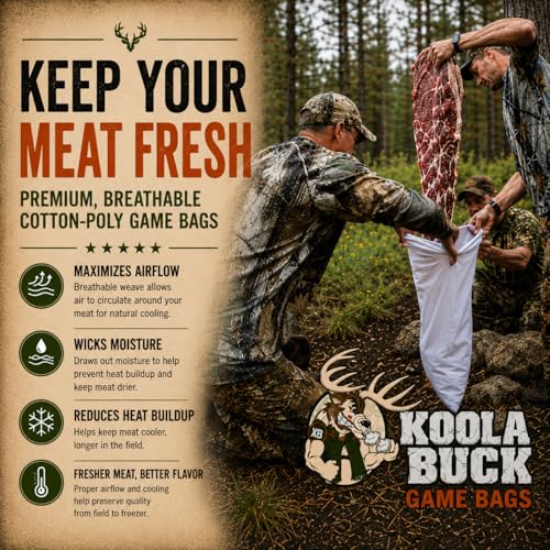 Koola Buck 4 Pack Heavy-Duty Deer Quarter Game Bags | Reusable, Breathable, Full Body & Quarter Hunting Bags