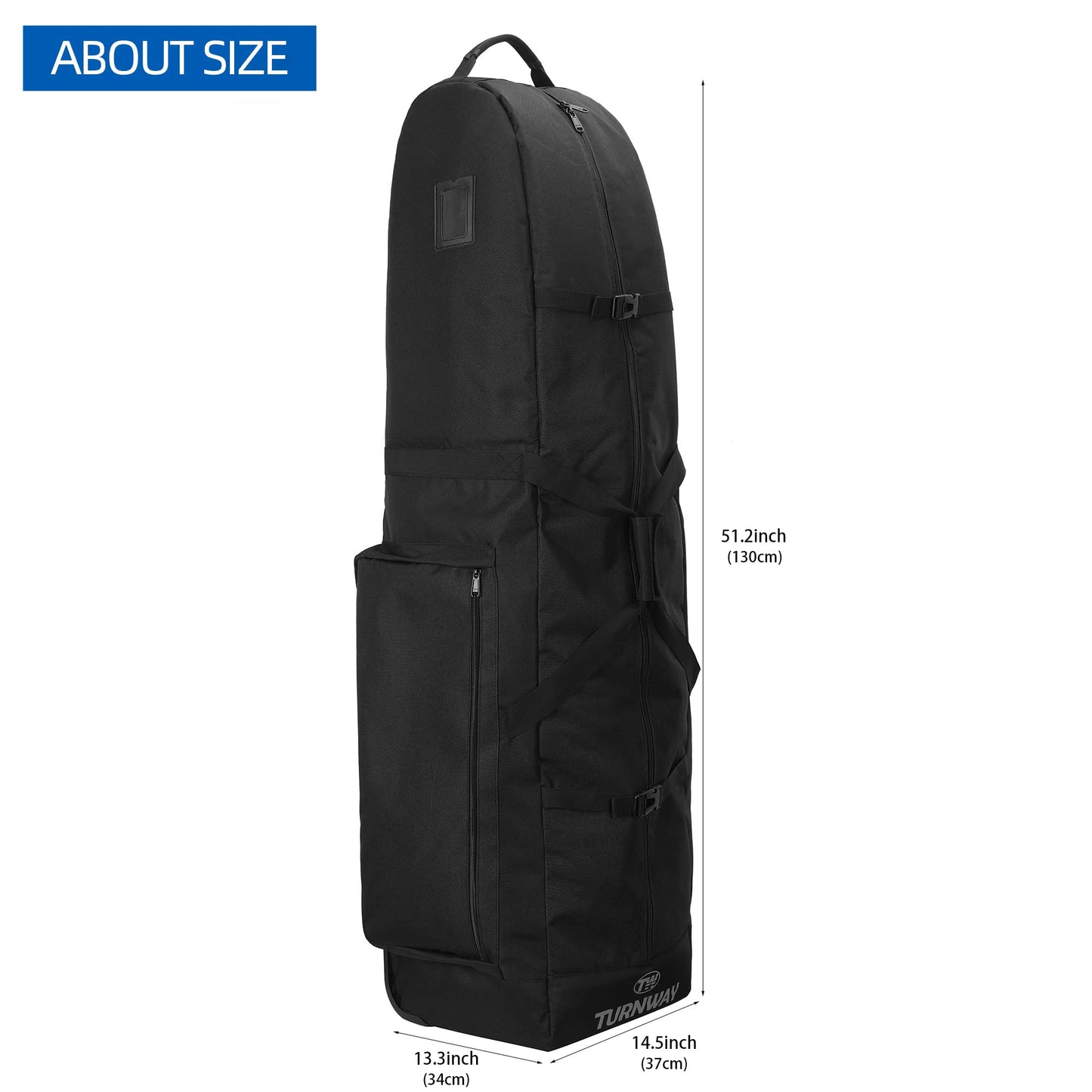 TurnWay Foldable Padded Golf Travel Bag, Heavy Duty 900D Polyester Waterproof Bag Cart Bag with Wheels, Soft-Sided Spacial Size for Golf Gear Transportation(Black)