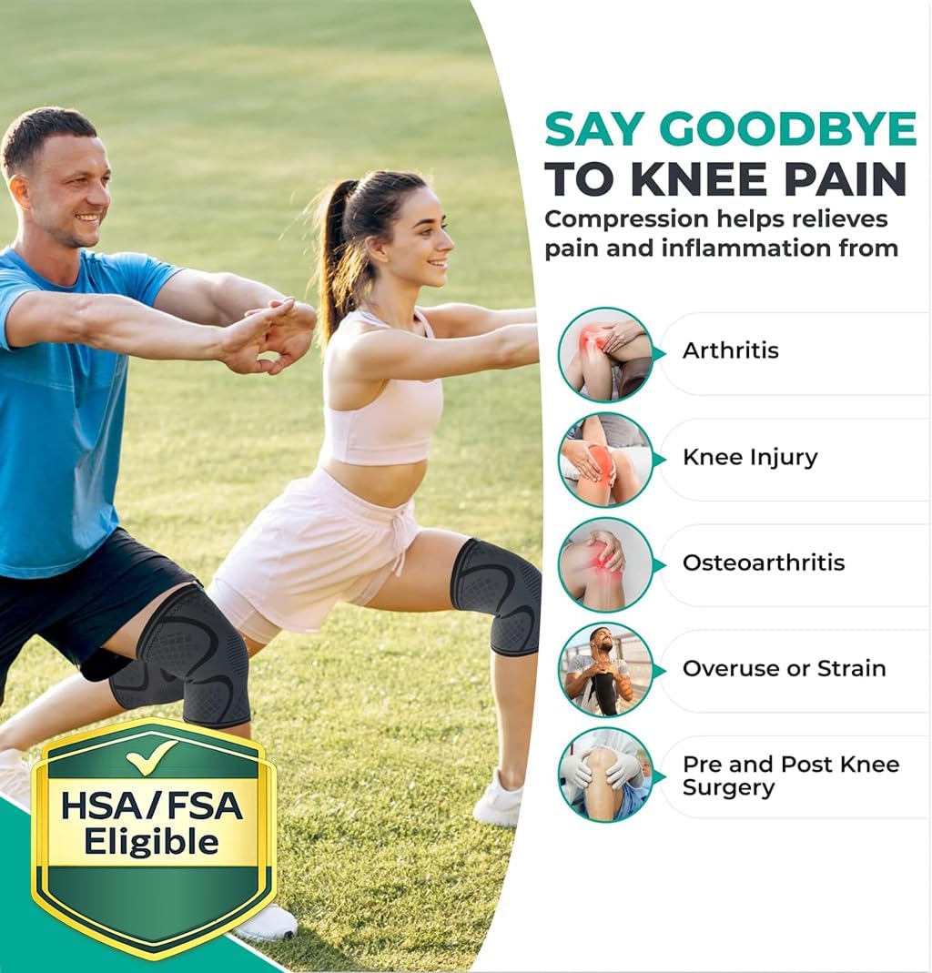 Modvel Knee & Ankle Brace Bundle - Black Compression Sleeves for Pain Relief & Joint Support