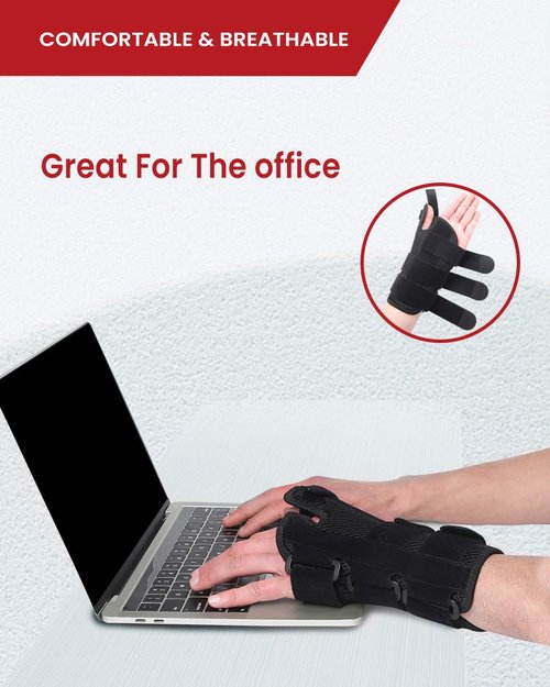 Hurmoya Wrist Brace with Thumb Spica Splint – Support for Carpal Tunnel, De Quervain's, Tendonitis, Arthritis & Trigger Thumb Pain for Men & Women (Medium - Left Hand)