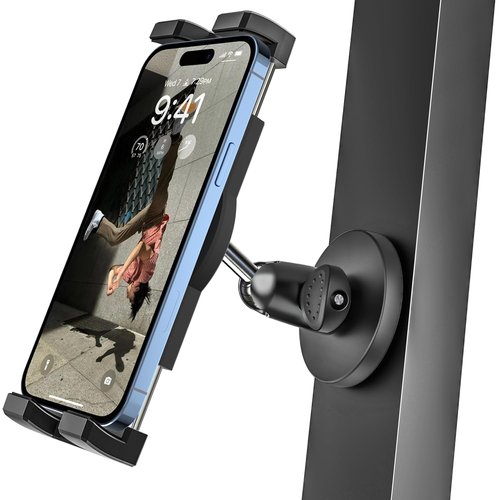 Gym Magnetic Phone Holder [Strong Magnet] Golf Cart Phone Mount for Gym [360° Rotatable] Four Corners Fixed Anti-Shake Big Phone Friendly for iPhone Air 17 Pro Max 16 15 14 13 12, S25, 4-7" Smartphone