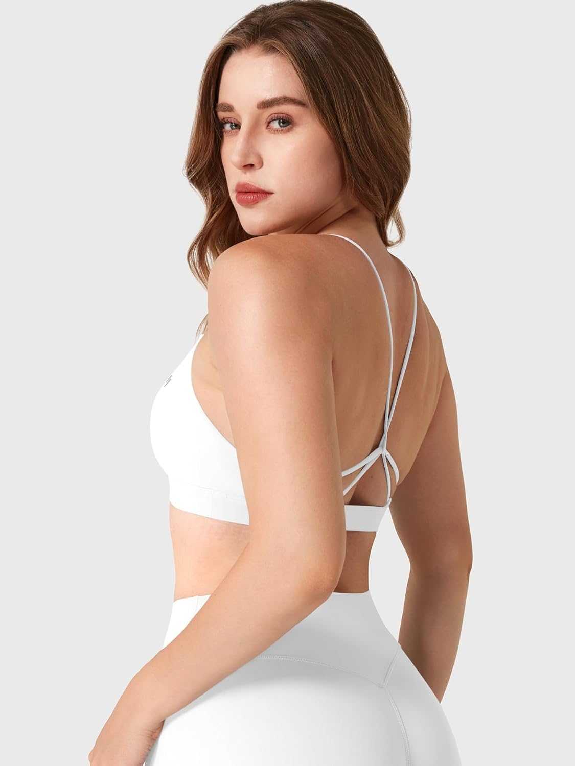 YEOREO Yaciny Y-Back Sports Bra for Women | Padded V-Neck Strappy Gym & Yoga Top