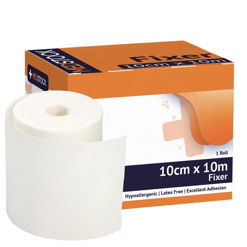 MEDSTOCK Non-Woven Fabric, White Fixer Roll, 4" x 11 yds, 1 Roll, Wound Care, Adhesive Dressing Tape, Medical Device Securer, Flexible and Soft, Stable and Dependable, Increases Patient Comfort