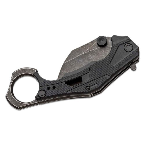 Kershaw Outlier Pocket Knife, 2.6 Inch Stainless Steel Hawkbill Blade, Karambit Style EDC with Assisted Opening, Reversible Pocketclip, Steel Ring, Pocket Knife for Men and Women