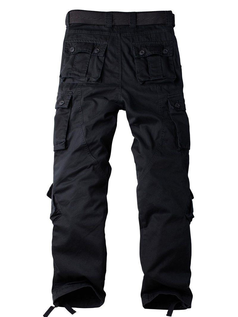 AKHlKING Women's Cargo Pants Work Camo Cotton Casual Combat Wild Outdoor Ripstop Trousers with 8 Pockets Black 12*CG