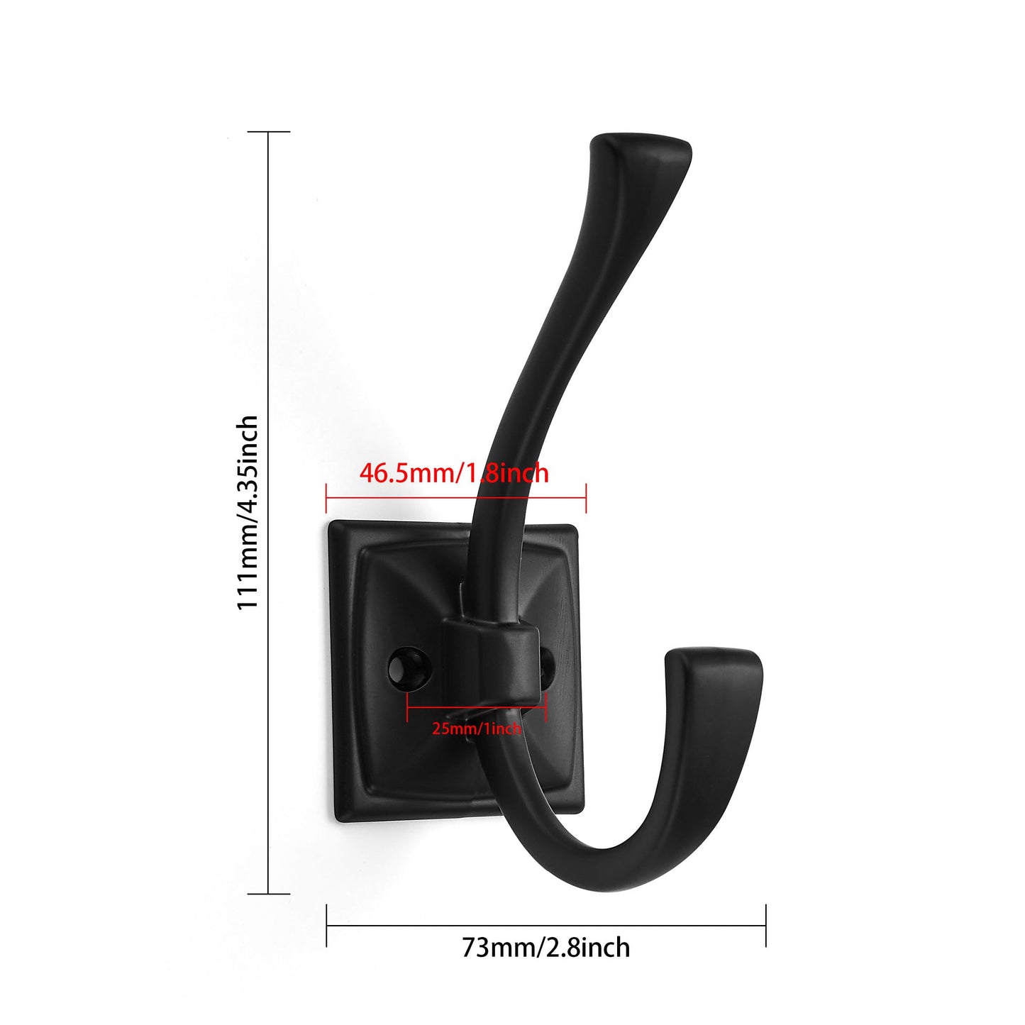 khtumeware Wall Hooks,5 Pack Coat Hooks Hardware Towel Hooks for Hanging Coats Black Robe Hooks Wall Mounted with Screws for Key, Towel, Bags, Cup.