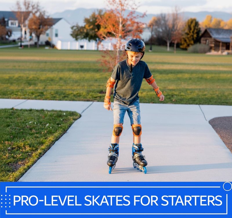 XINO SPORTS Adjustable Inline Skates for Boys and Girls - Pro Quality - Beginner Friendly with Illuminating LED Light-Up Wheels, for Indoor and Outdoor Skating (Blue, Large 5-8)