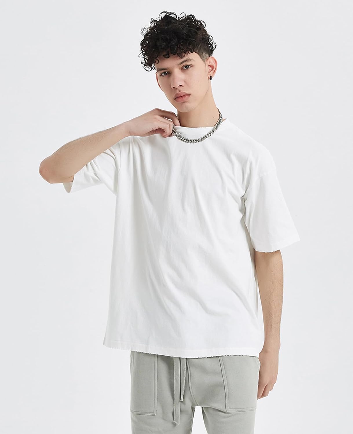 Skiennix Men's Oversized T-Shirt - Loose Fit Crewneck for Streetwear & Gym | Heavyweight Short Sleeve