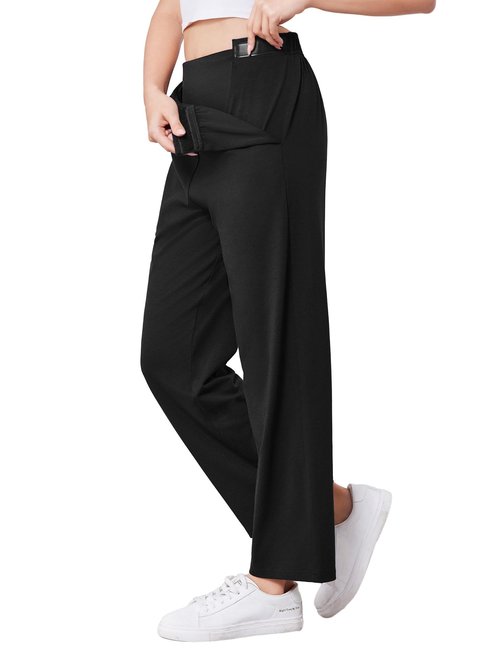 Deyeek Post Surgery Tear Away Pants Women 2 Side Snaps Wide Leg Sweatpants Adaptive Pants for Hip Surgery Recovery Women Black