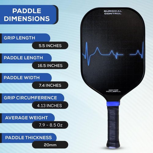 Doctor Pickleball T700 Carbon Fiber Pickleball Paddle with a 20mm Polypropylene Honeycomb Core.
