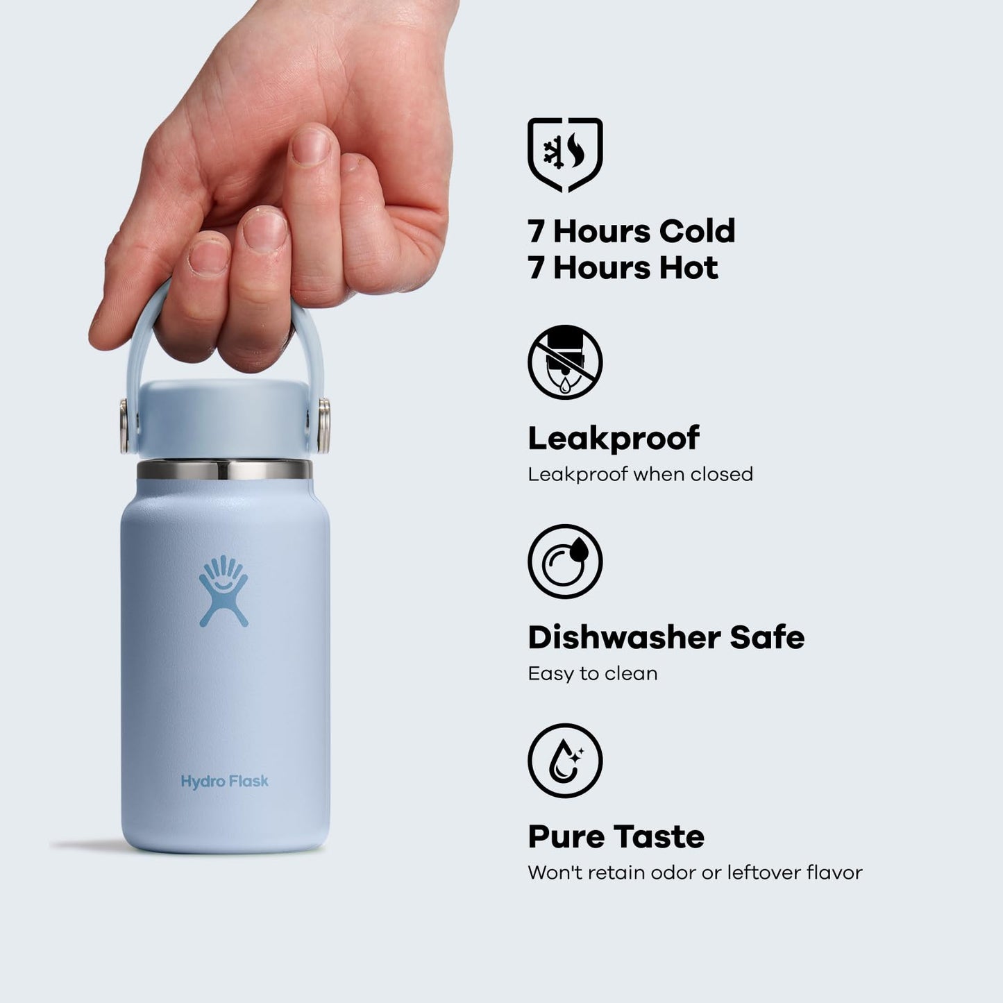 Hydro Flask Micro Bottle - Insulated Mini Leak Proof Flask for Purse or Pocket in 6.7 Oz Trillium Pink