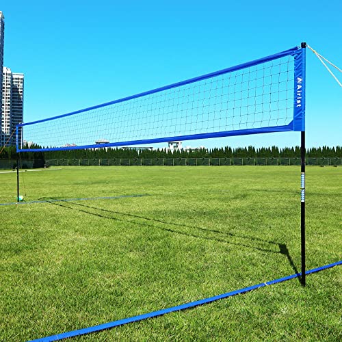 Heavy Duty Volleyball Net Set with Adjustable Poles - Blue