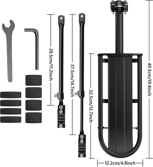 Bike Rear Rack Retractable Aluminum Alloy Bicycle Cargo Rack Mount Cycle Luggage Carrier Rear Seat Post Rack, Max Weight 55lb