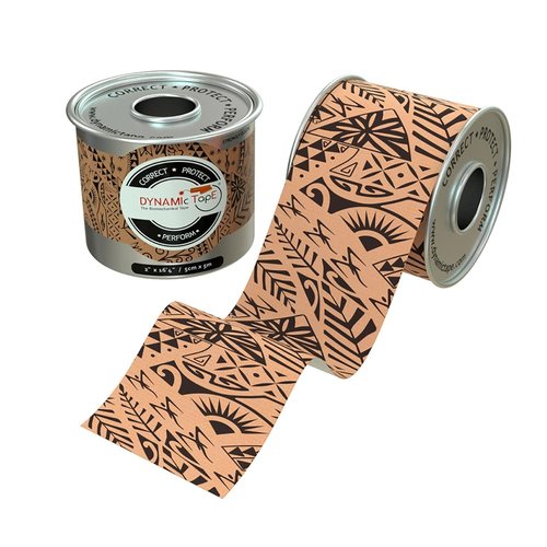 Dynamic Tape Original - Biomechanical Athletic Tape | 4 Way Stretch & Stronger Recoil Than Kinesiology Tape | Designed for Muscle & Joint Load Management | High-Load Sports Use (2" Black/Beige Roll)