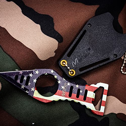 MTech USA Fixed Blade Knife with Nylon Sheath - Full Tang Hunting & Survival, Flag Variant