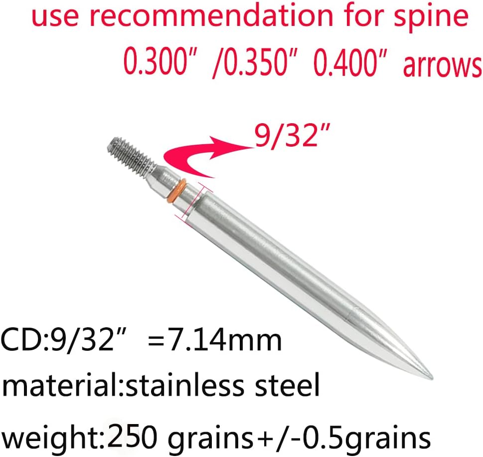Skiennix Archery Field Points - Durable Stainless Steel Practice Tips for Recurve & Compound Bows | 100-300 Grains