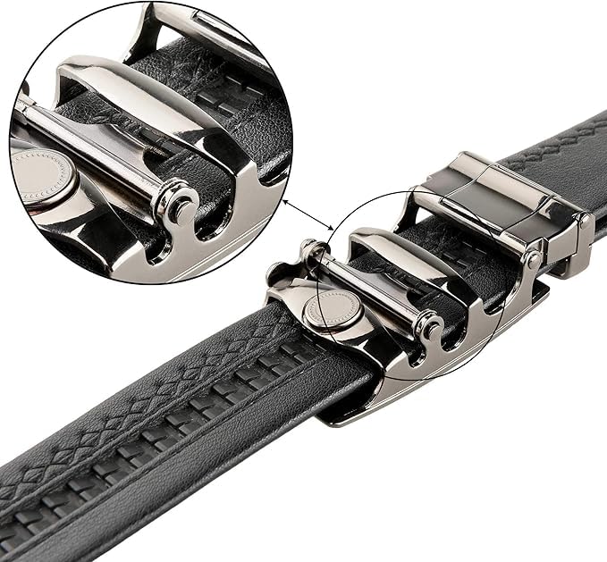 Automatic Leather Belt Buckle Set - 2pcs, 35MM, Black