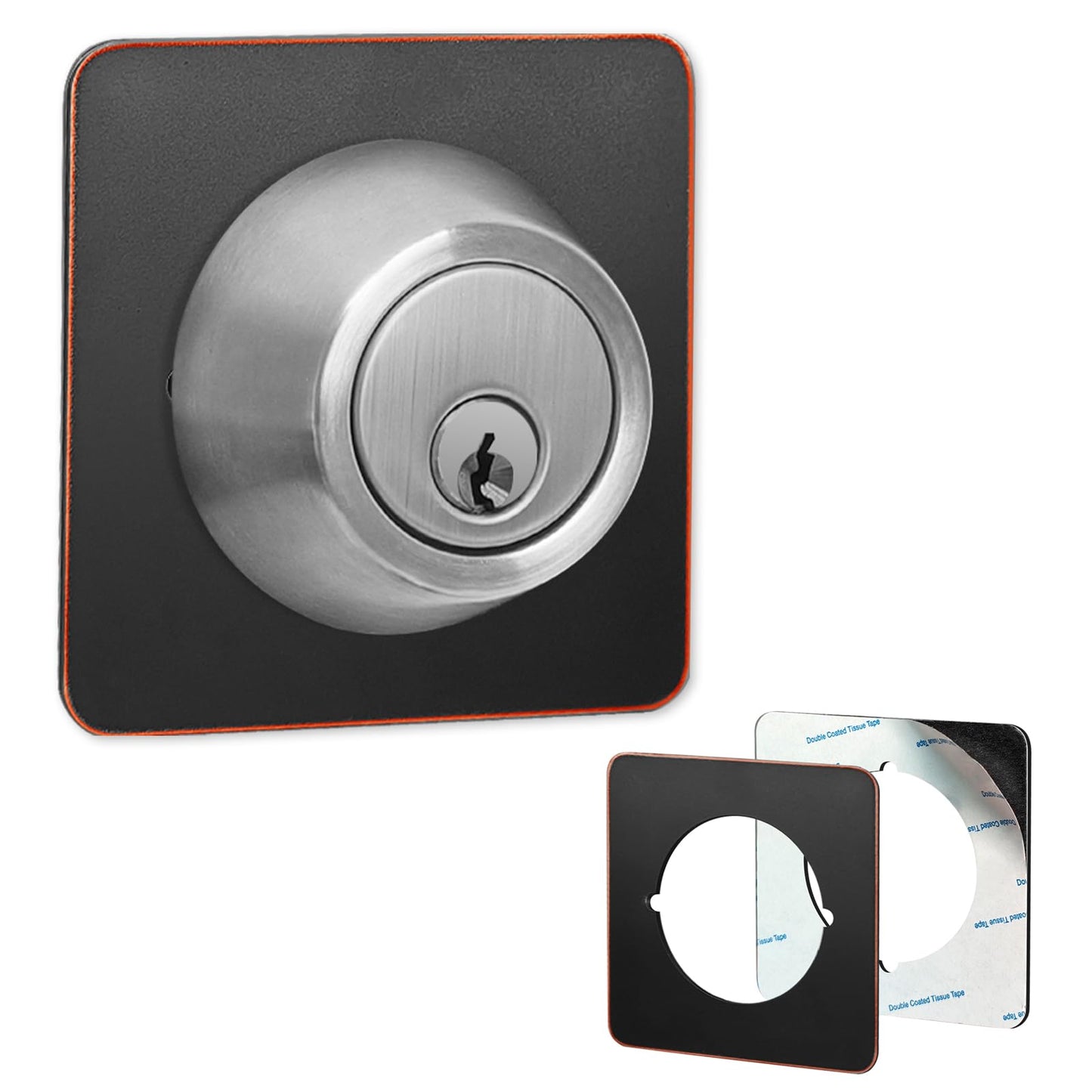 MOSECYOU Door Knob Plates Square Version, Oil Rubbed Bronze, Door Lock Spacer Shim Backplate Reinforcement Plate, Scar Plates for Door Knob/Deadbolt(2pcs)