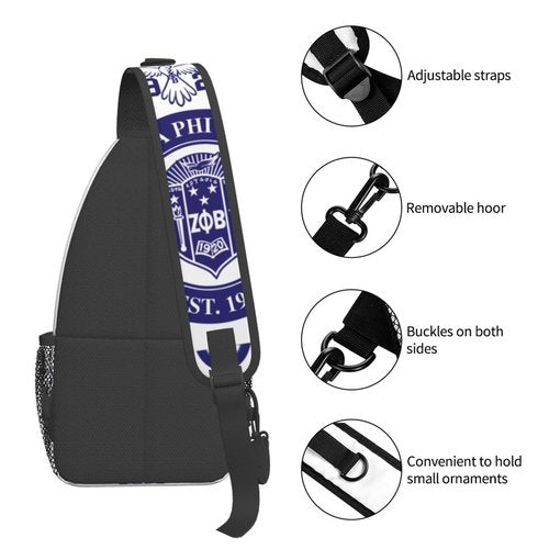 Sorority Paraphernalia Zeta Crossbody Sling Backpack: Anti-Theft Design with Adjustable Shoulder Straps on Both Sides and Two Spacious Compartments. An Ideal Gift for Sorority Members.